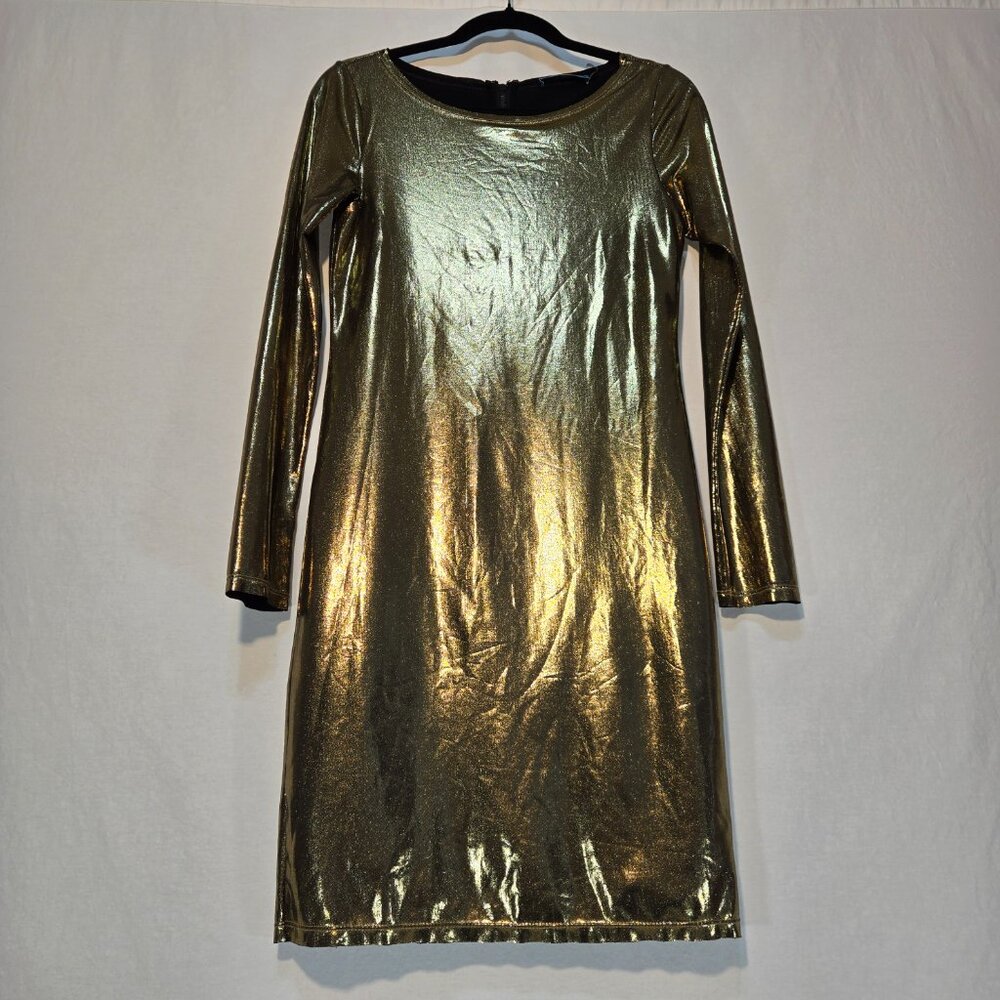 ALICE + OLIVIA Quite Luxury Gold Metallic Tabitha Bodycon Dress Size 6 LIKE NEW!